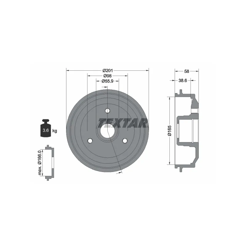 Tambour de frein TEXTAR 94014100