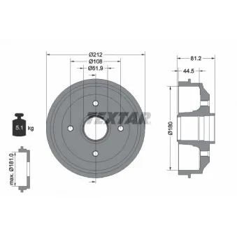 Tambour de frein TEXTAR 94014300