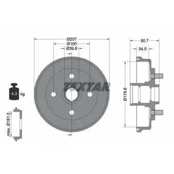 Tambour de frein TEXTAR 94017800