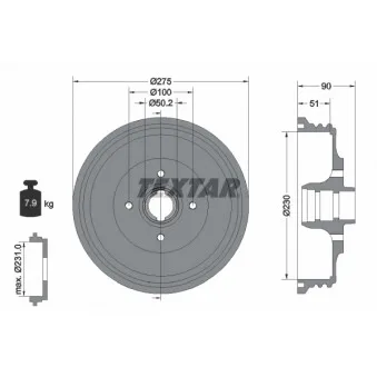 Tambour de frein TEXTAR 94018900