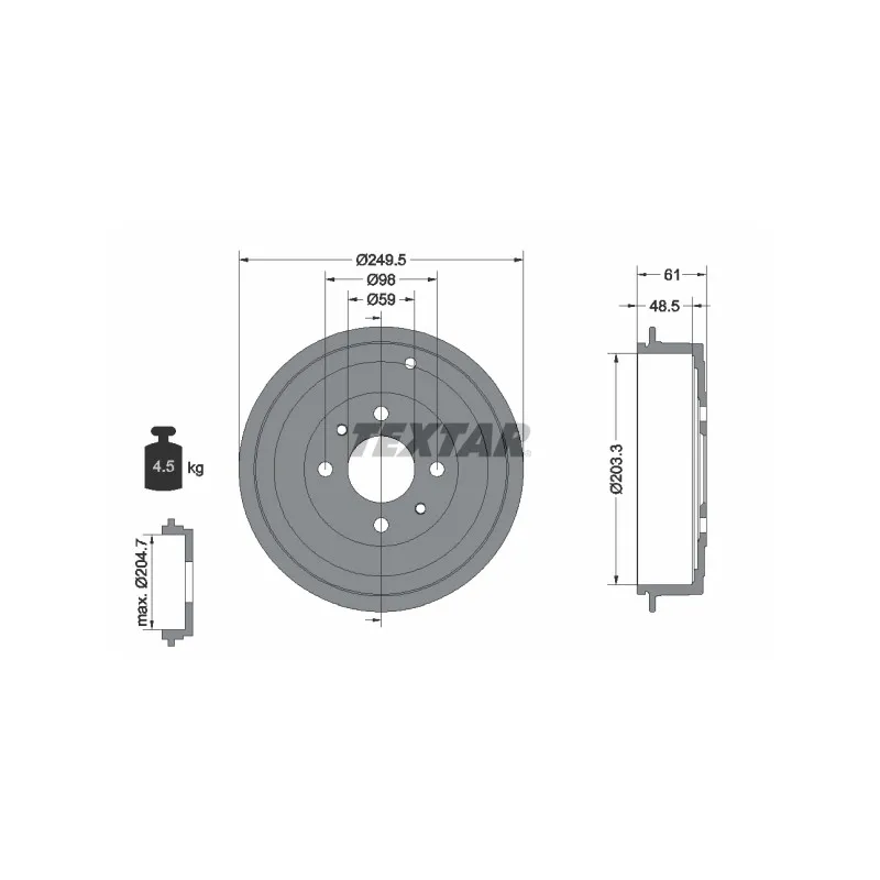 Tambour de frein TEXTAR 94019900