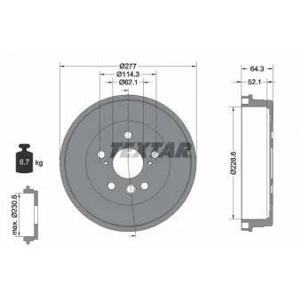 Tambour de frein TEXTAR 94022200