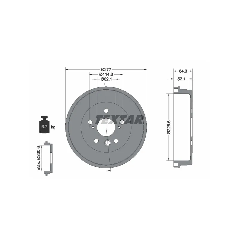 Tambour de frein TEXTAR 94022200