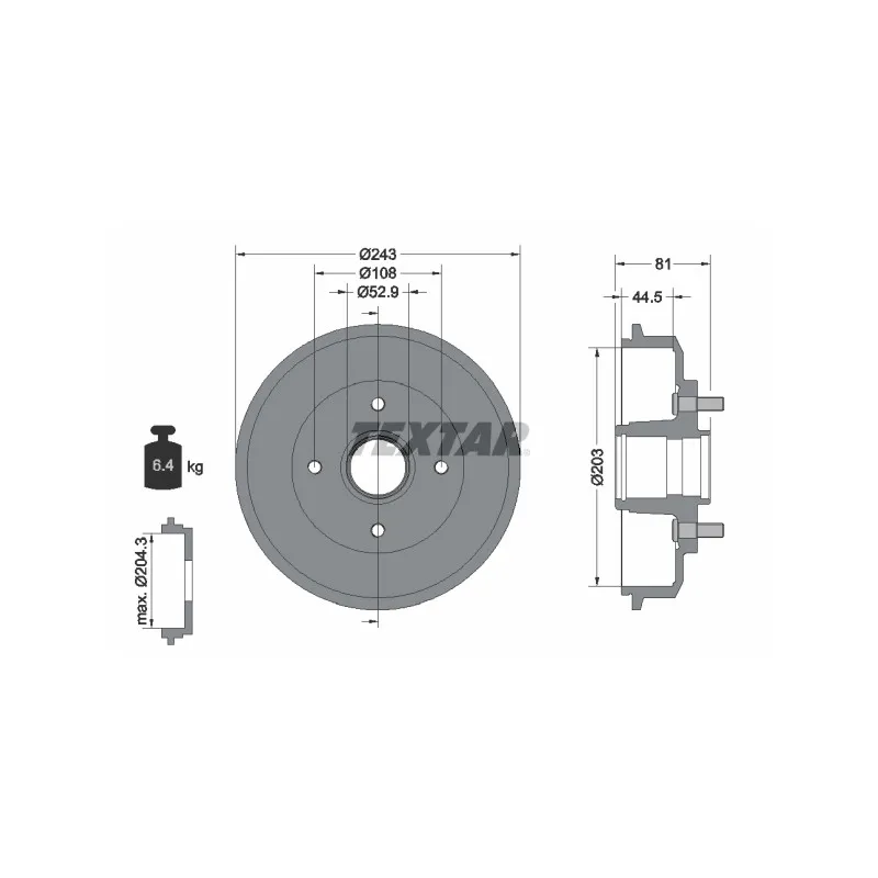 Tambour de frein TEXTAR 94022500