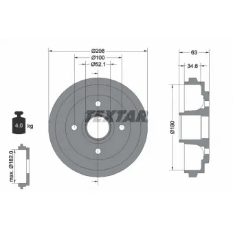 Tambour de frein TEXTAR 94023900