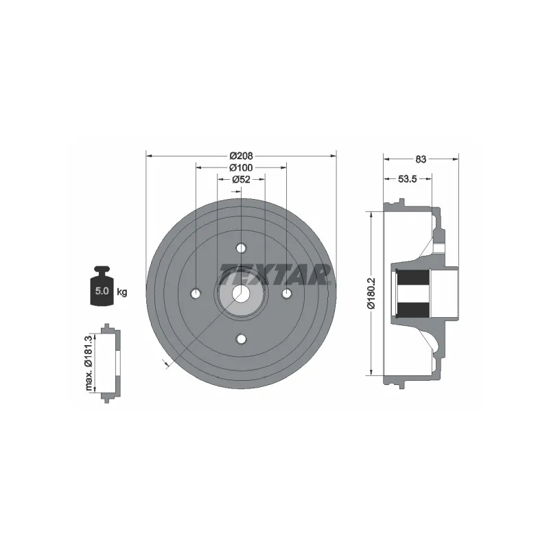 Tambour de frein TEXTAR 94041700