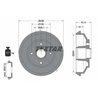 Tambour de frein TEXTAR 94043000