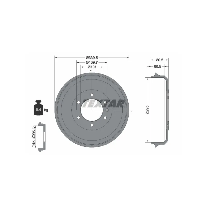 Tambour de frein TEXTAR 94043300