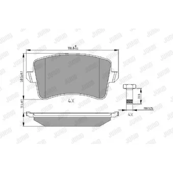 Jeu de 4 plaquettes de frein arrière JURID 573259J