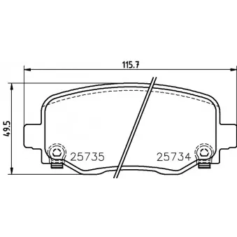 Jeu de 4 plaquettes de frein arrière HELLA 8DB 355 024-701