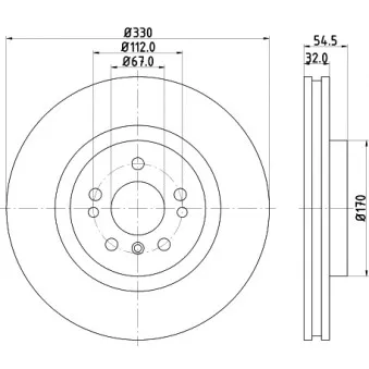 Jeu de 2 disques de frein avant HELLA 8DD 355 126-301