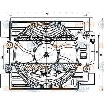 Ventilateur, condenseur de climatisation HELLA 8EW 351 040-101