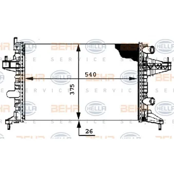 Radiateur, refroidissement du moteur HELLA 8MK 376 714-344