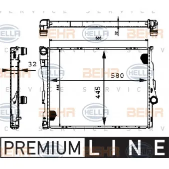 Radiateur, refroidissement du moteur HELLA 8MK 376 716-241