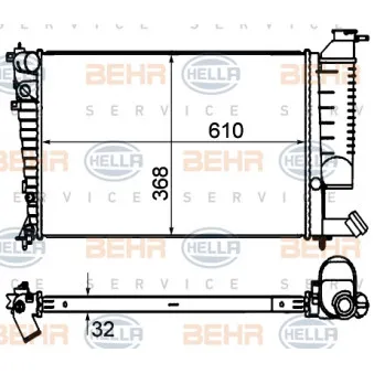 Radiateur, refroidissement du moteur HELLA 8MK 376 735-291