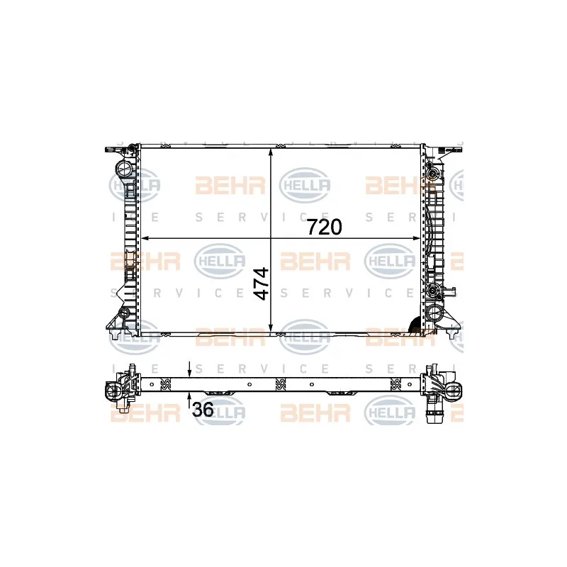 Radiateur, refroidissement du moteur HELLA 8MK 376 754-754