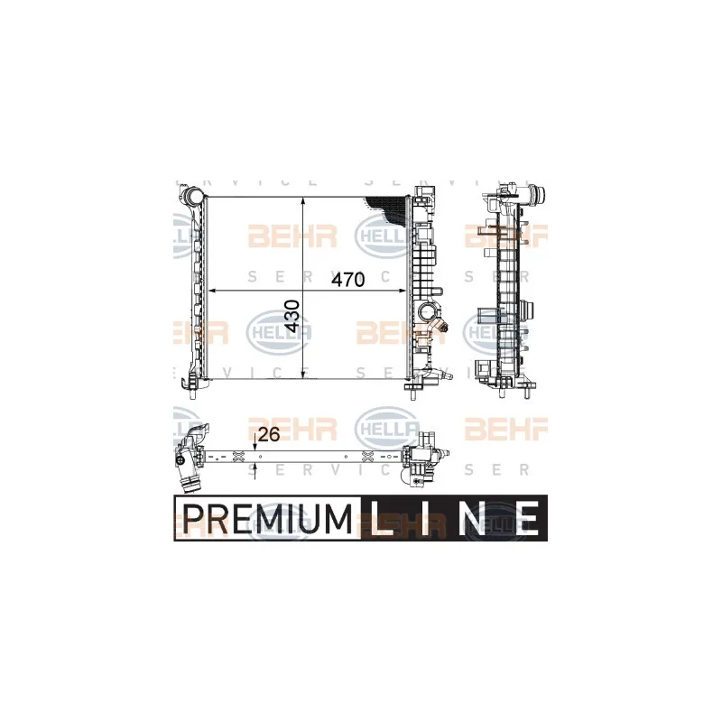 Radiateur, refroidissement du moteur HELLA 8MK 376 756-451