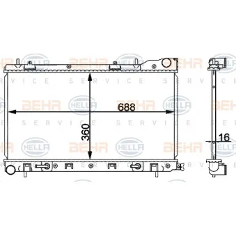 Radiateur, refroidissement du moteur HELLA 8MK 376 912-224