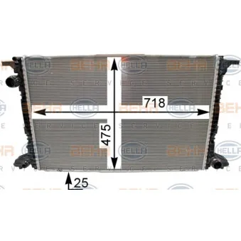 Radiateur, refroidissement du moteur HELLA 8MK 376 990-041