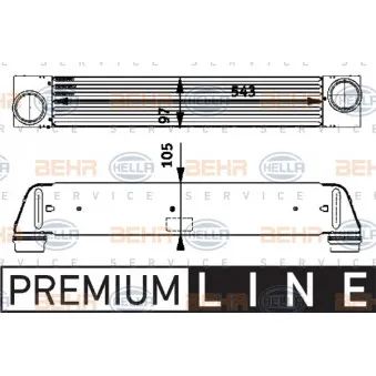 Intercooler, échangeur HELLA 8ML 376 723-501