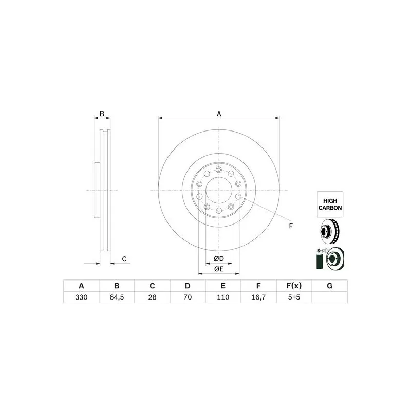 Jeu de 2 disques de frein avant BOSCH 0 986 479 E88