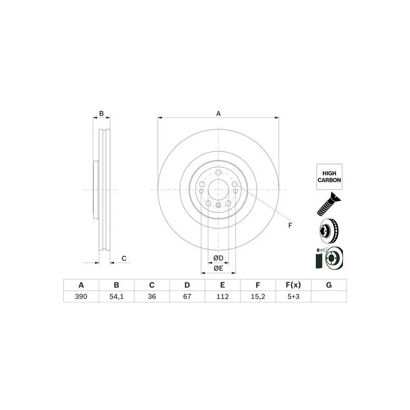 Jeu de 2 disques de frein avant BOSCH 0 986 479 E96