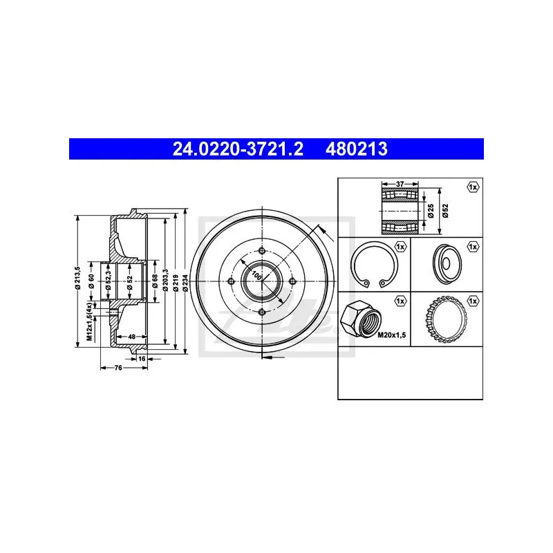 Tambour de frein ATE 24.0220-3721.2