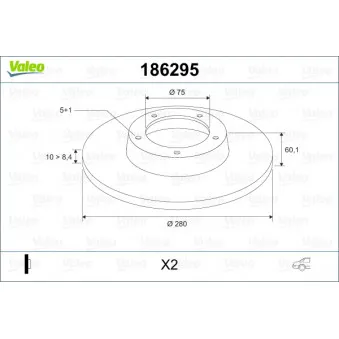 Jeu de 2 disques de frein arrière VALEO 186295