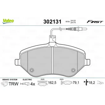 Jeu de 4 plaquettes de frein avant VALEO 302131