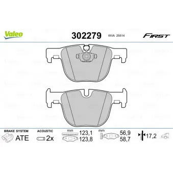 Jeu de 4 plaquettes de frein arrière VALEO 302279