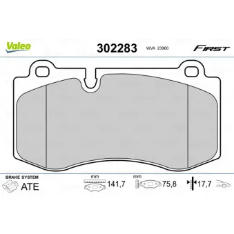 Jeu de 4 plaquettes de frein avant VALEO 302283