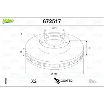 Jeu de 2 disques de frein avant VALEO 672517