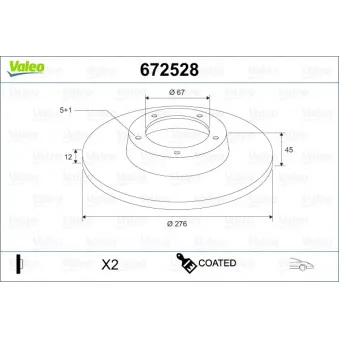 Jeu de 2 disques de frein avant VALEO 672528