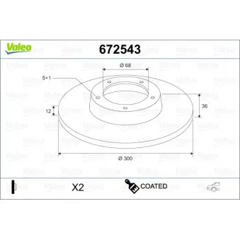 Jeu de 2 disques de frein arrière VALEO 672543