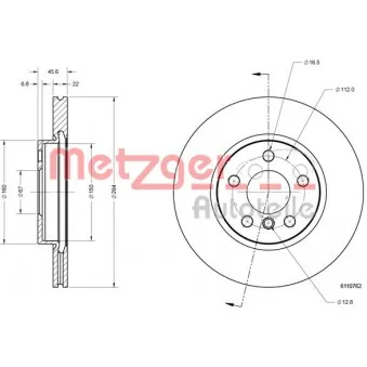 Jeu de 2 disques de frein avant METZGER 6110762