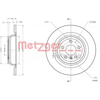 Jeu de 2 disques de frein arrière METZGER 6110763