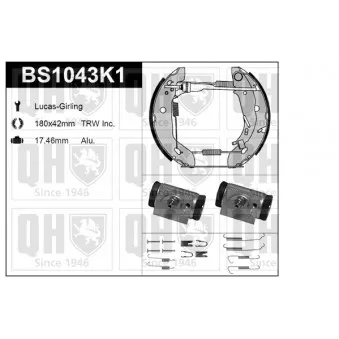 Kit de freins, freins à tambours QUINTON HAZELL BS1043K1