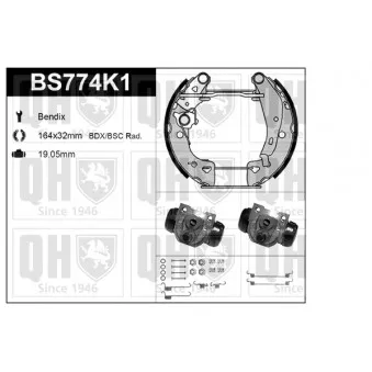 Kit de freins, freins à tambours QUINTON HAZELL BS774K1