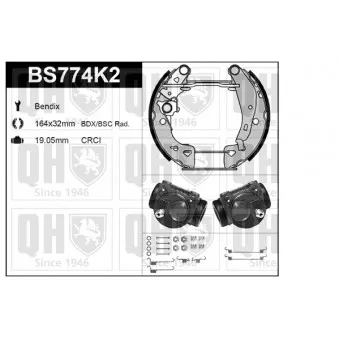 Kit de freins, freins à tambours QUINTON HAZELL BS774K2