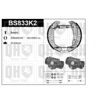 Kit de freins, freins à tambours QUINTON HAZELL BS833K2