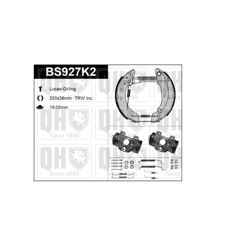 Kit de freins, freins à tambours QUINTON HAZELL BS927K2