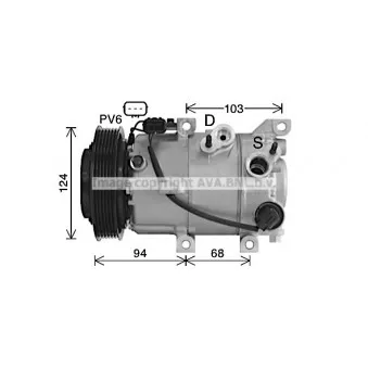 Compresseur, climatisation AVA QUALITY COOLING HYK491