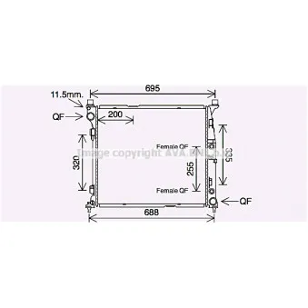 Radiateur, refroidissement du moteur AVA QUALITY COOLING MS2694