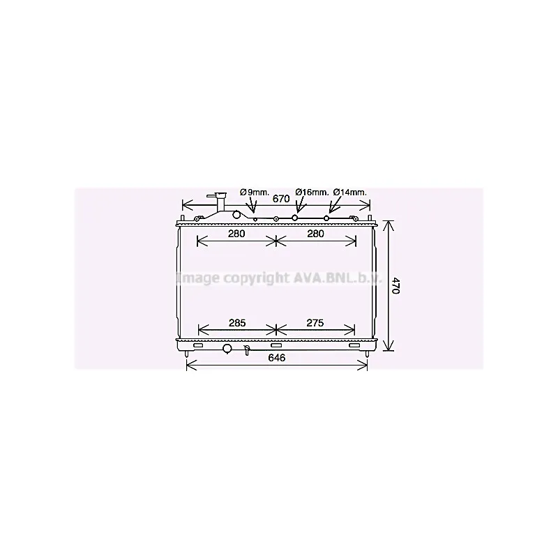 Radiateur, refroidissement du moteur AVA QUALITY COOLING MT2262