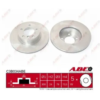 Jeu de 2 disques de frein avant ABE C3B034ABE