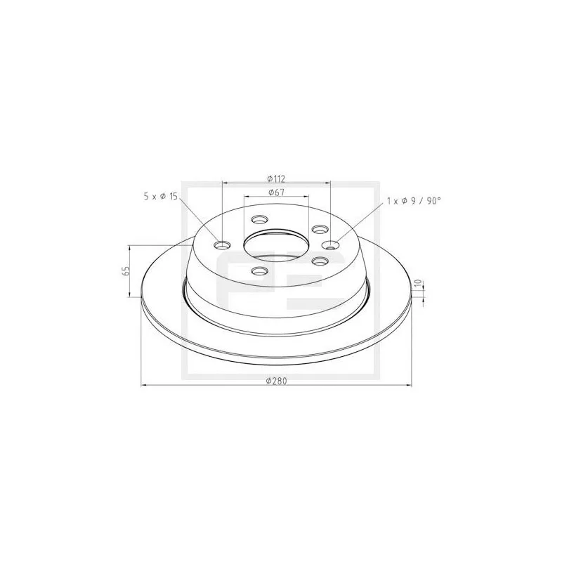 Jeu de 2 disques de frein avant PE Automotive 016.655-00A