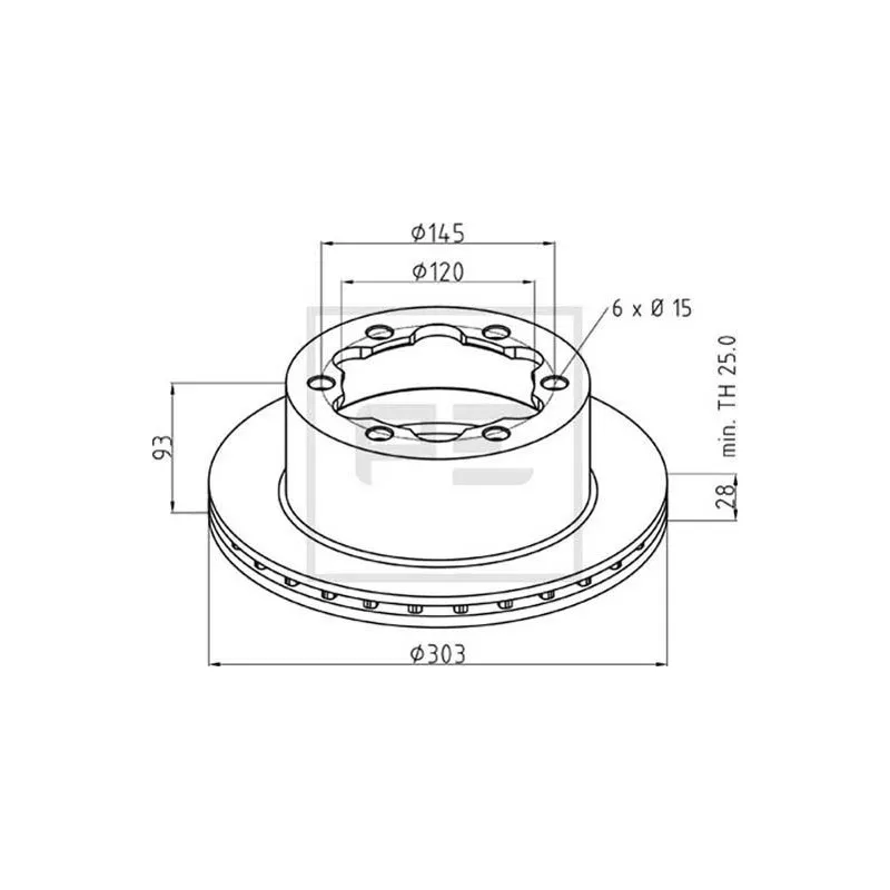 Jeu de 2 disques de frein avant PE Automotive 016.679-00A