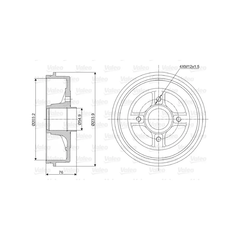 Tambour de frein VALEO 237003