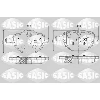 Jeu de 4 plaquettes de frein arrière SASIC 6216174