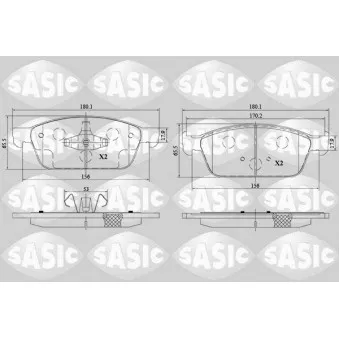 Jeu de 4 plaquettes de frein avant SASIC 6216178